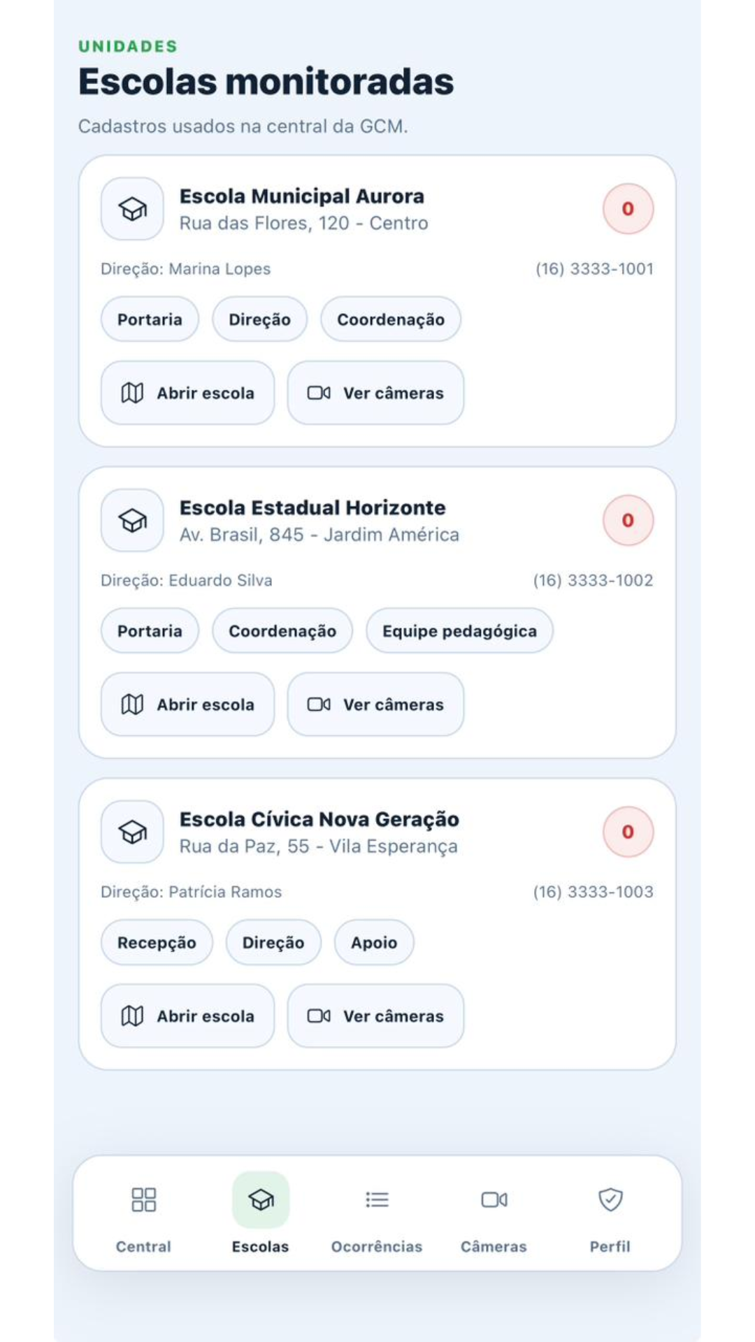 Escolas com mais atenção