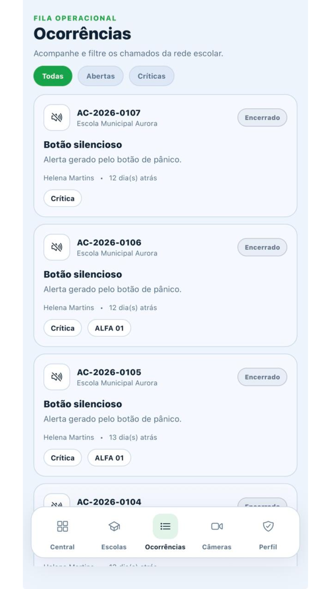 Escolas monitoradas